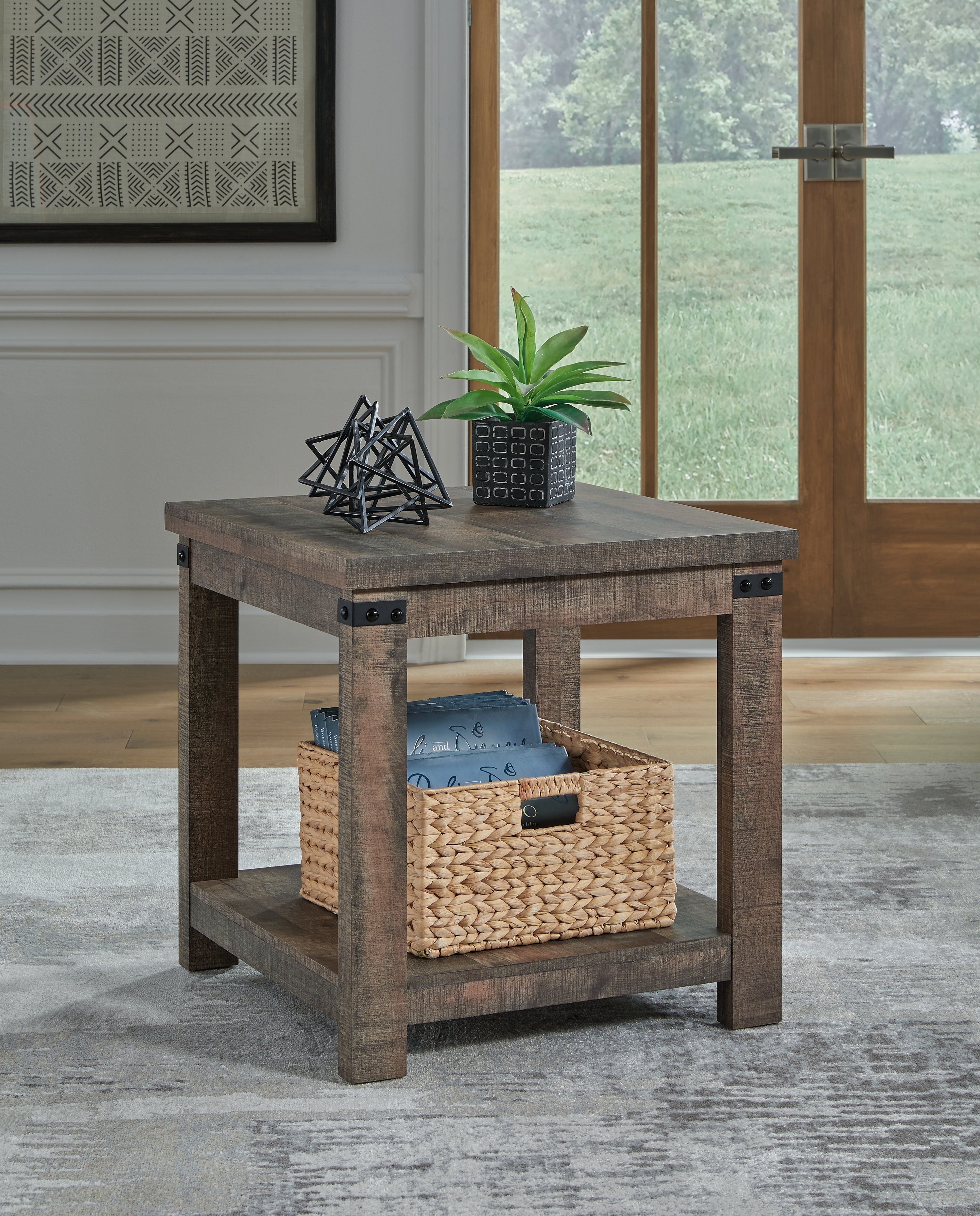 Elite Furniture Outlet - Ashley Furniture - Hollum End Table - Square End Table / Rustic Brown - T466-2
