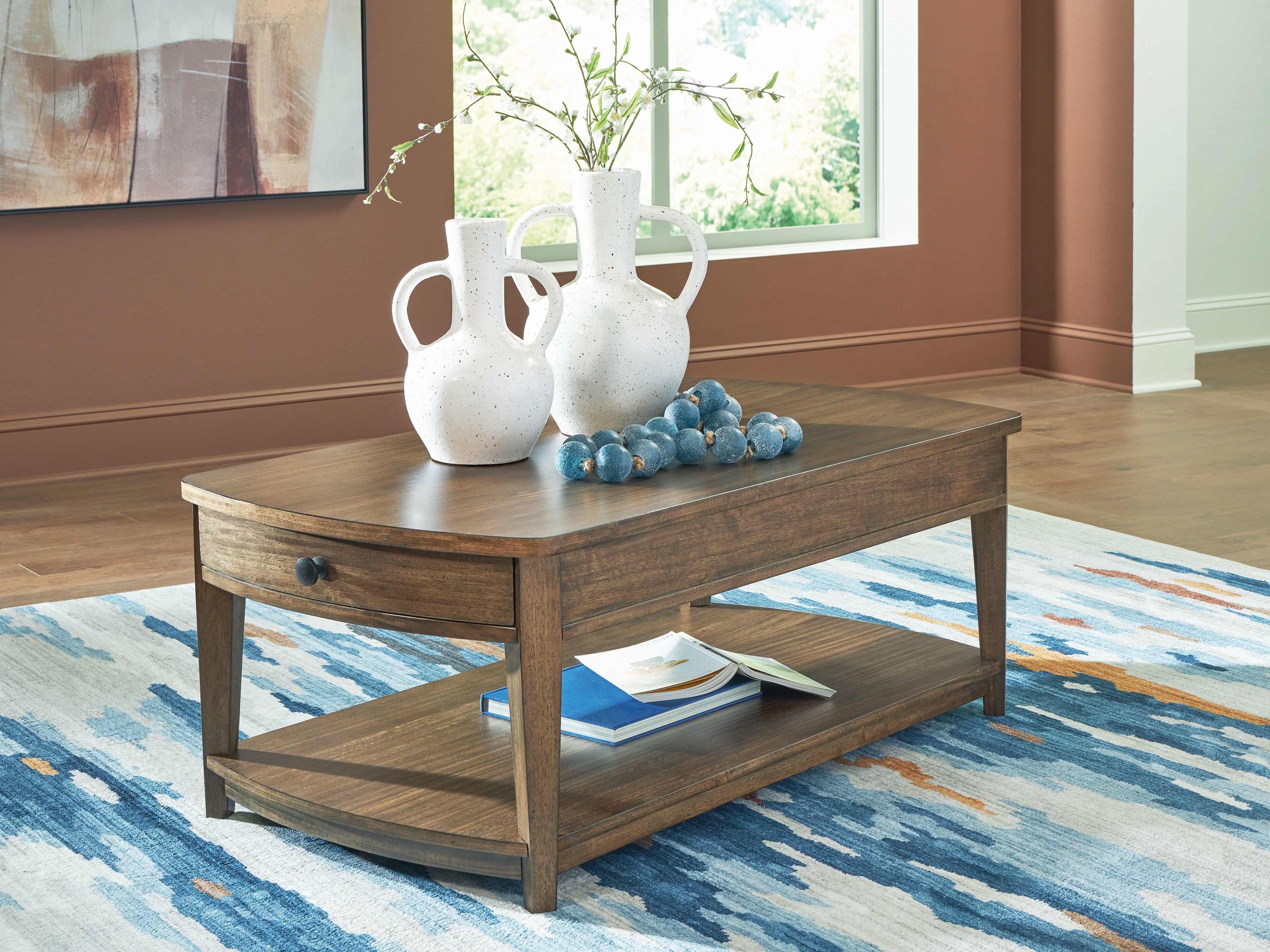 Elite Furniture Outlet - Ashley Furniture - Burkbyer Coffee Table - Rectangular Cocktail Table / Brown - T513-1