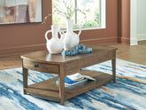 Elite Furniture Outlet - Ashley Furniture - Burkbyer Coffee Table - Rectangular Cocktail Table / Brown - T513-1
