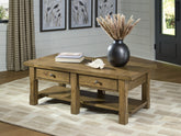 Elite Furniture Outlet - Ashley Furniture - Vandenmore Coffee Table - Rectangular Cocktail Table / Medium Brown - T539-1