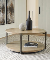 Elite Furniture Outlet - Ashley Furniture - Dyonton Coffee Table - Round Cocktail Table / Light Grayish Brown - T574-8