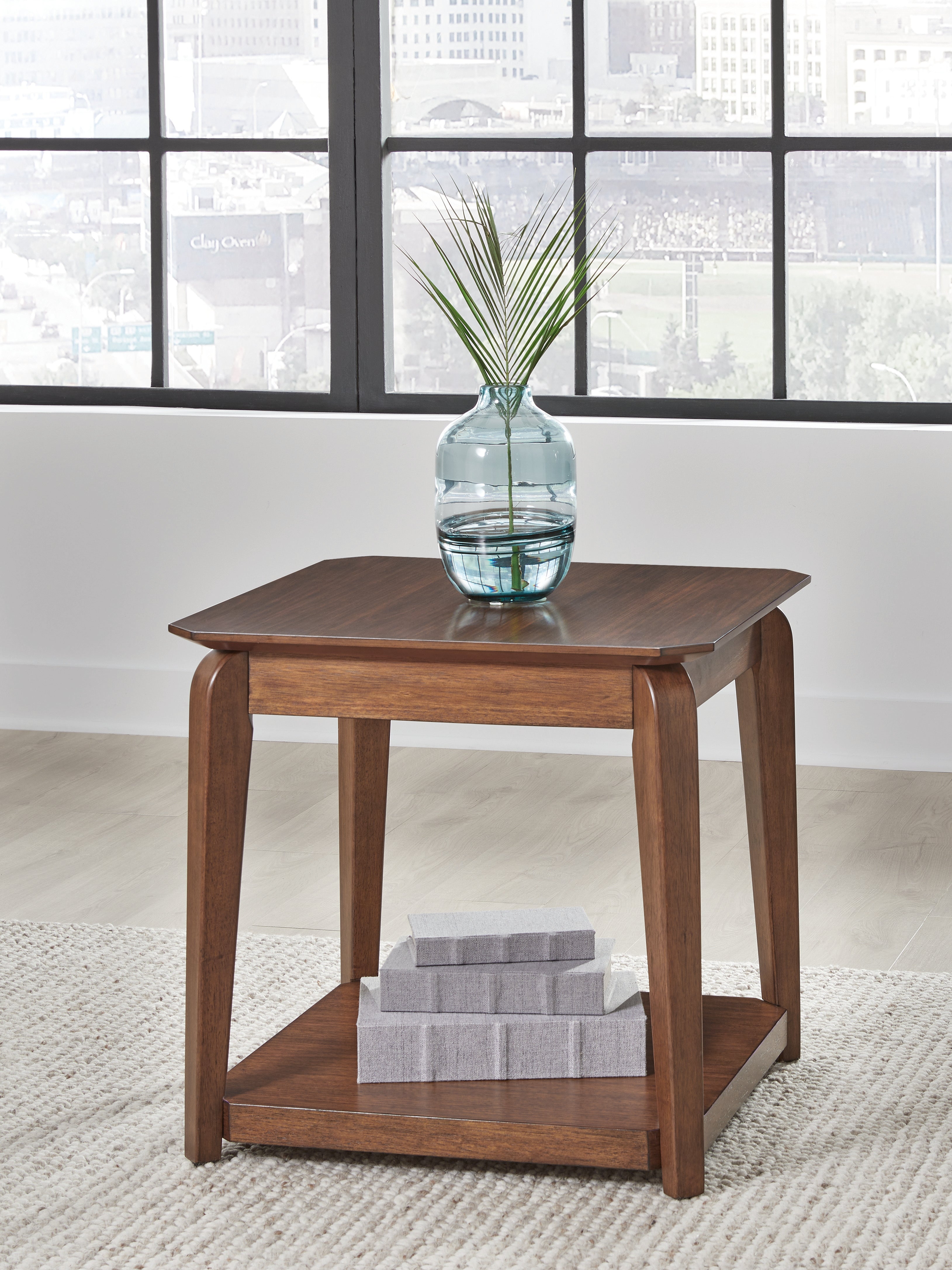 Elite Furniture Outlet - Ashley Furniture - Trenmour End Table - Square End Table / Medium Brown - T596-2