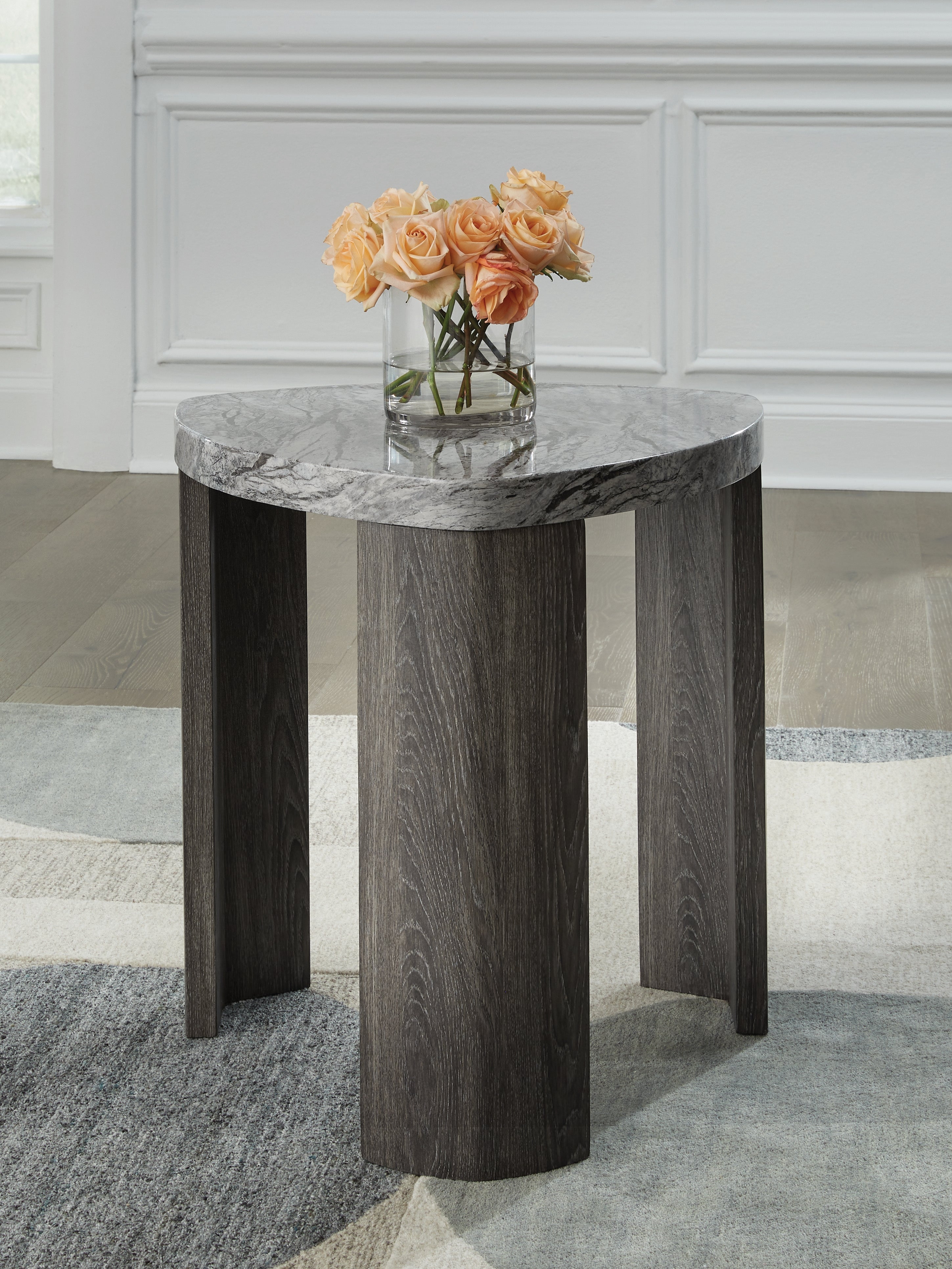 Elite Furniture Outlet - Ashley Furniture - Surmour End Table - Triangle End Table / Gray/Brown - T600-6
