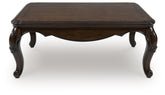 Elite Furniture Outlet - Ashley Furniture - Maylee Coffee Table - Rectangular Cocktail Table / Dark Brown - T617-1