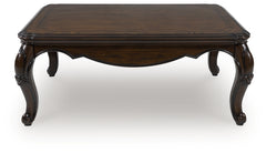 Elite Furniture Outlet - Ashley Furniture - Maylee Coffee Table - Rectangular Cocktail Table / Dark Brown - T617-1