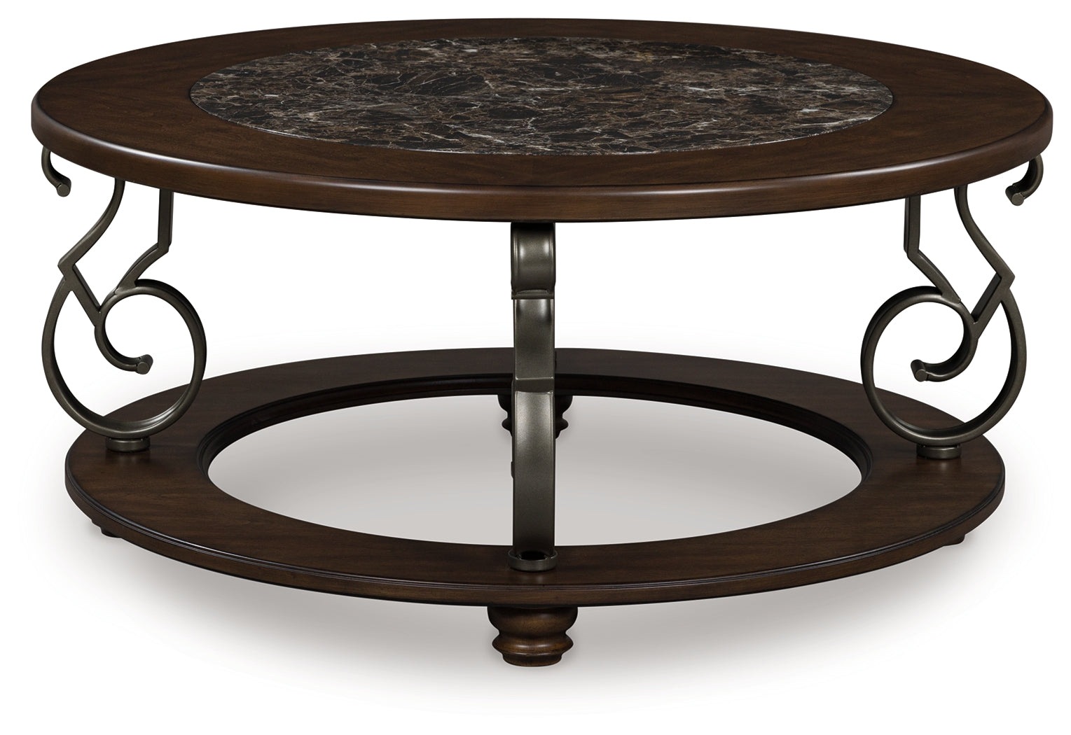 Elite Furniture Outlet - Ashley Furniture - Frallyn Coffee Table - Round Cocktail Table / Dark Brown - T623-8