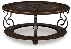 Elite Furniture Outlet - Ashley Furniture - Frallyn Coffee Table - Round Cocktail Table / Dark Brown - T623-8