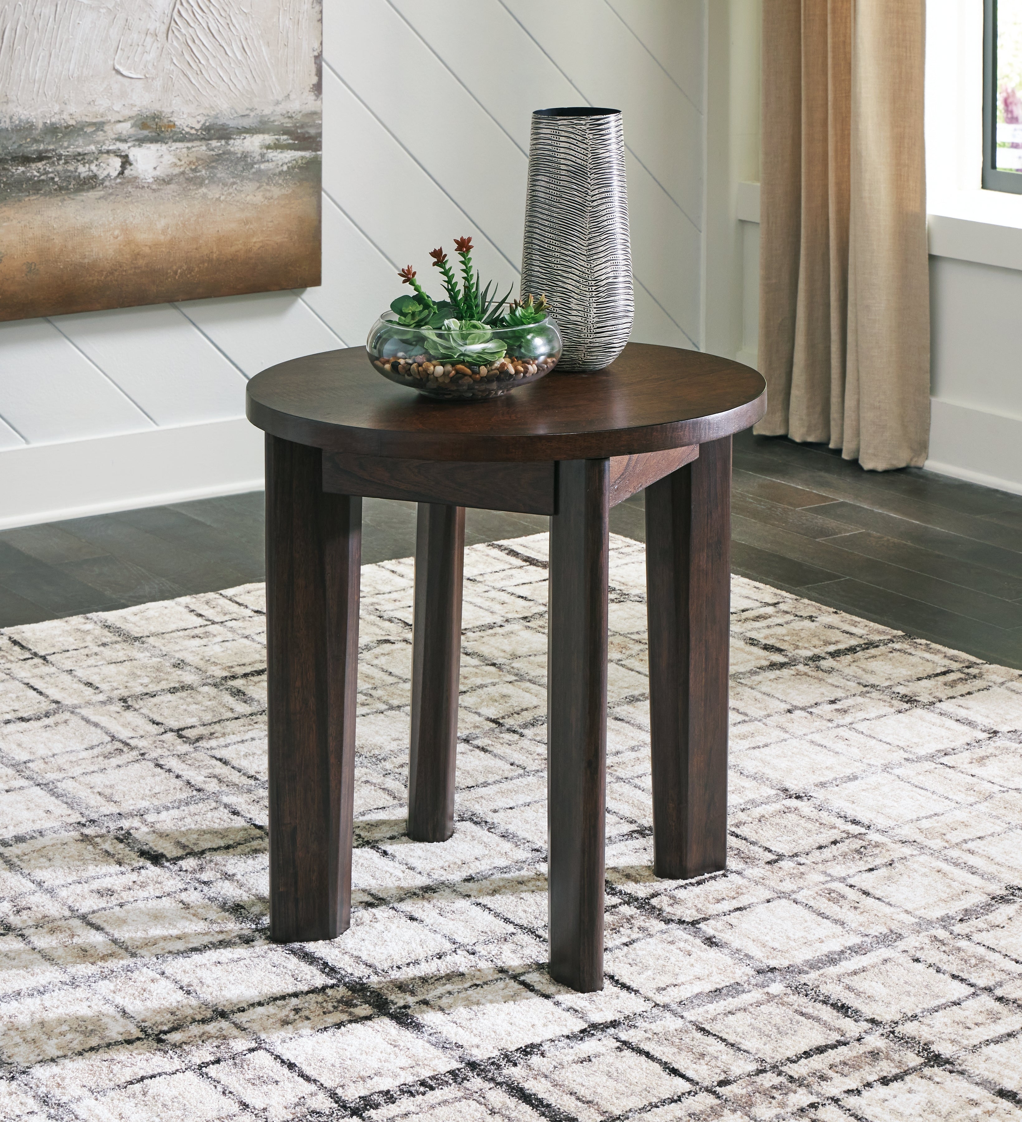 Elite Furniture Outlet - Ashley Furniture - Korestone 2 End Table - Round End Table / Dark Brown - T657-6
