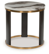 Elite Furniture Outlet - Ashley Furniture - Jazmore End Table - Round End Table / Brown/Brass Finish - T671-6