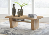 Elite Furniture Outlet - Ashley Furniture - Kristiland Coffee Table - Rectangular Cocktail Table / Light Brown - T674-1