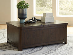Elite Furniture Outlet - Ashley Furniture - Breckington Coffee Table With Storage - Cocktail Table with Storage / Dark Brown - T678-20