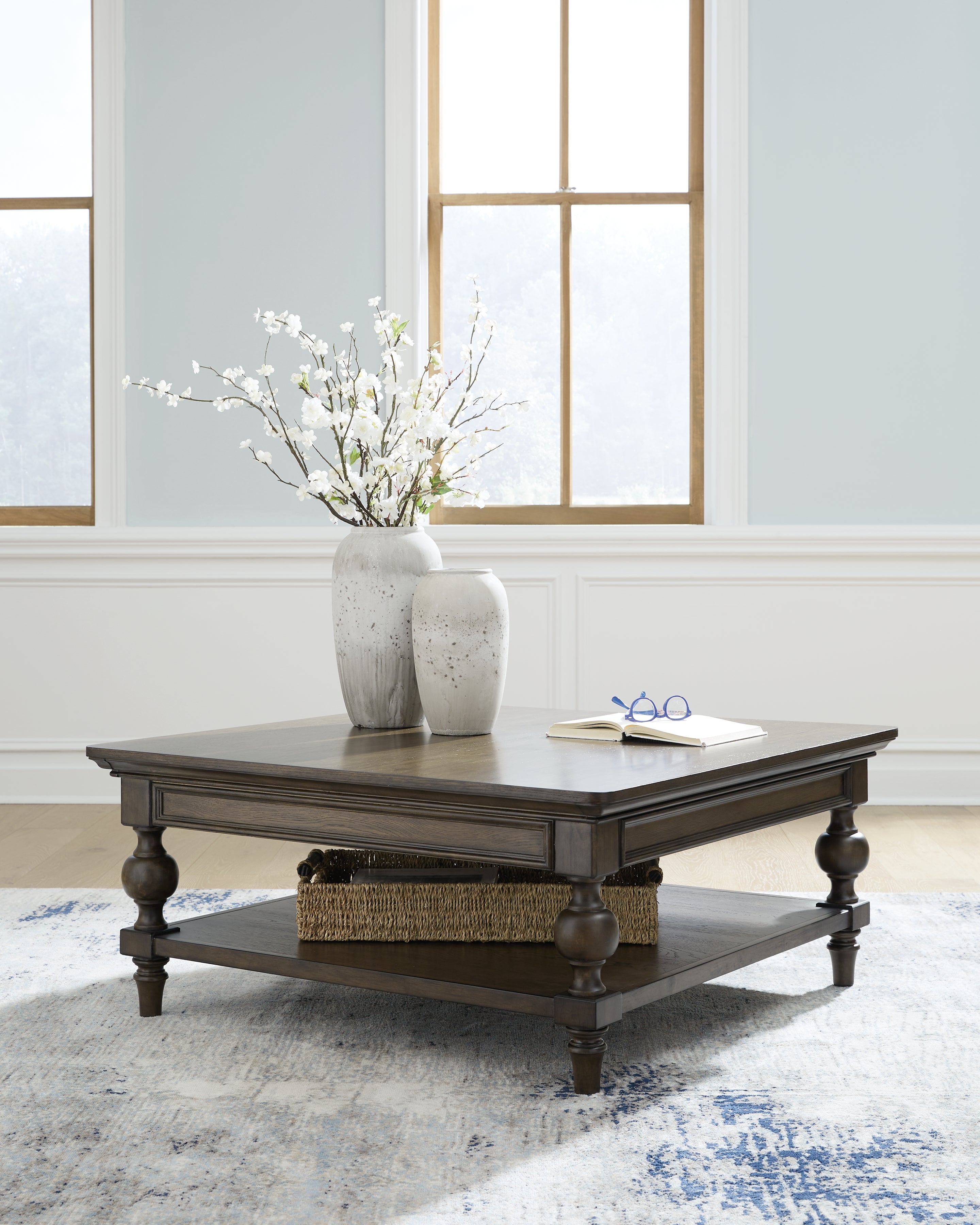 Elite Furniture Outlet - Ashley Furniture - Veramond Coffee Table - Square Cocktail Table / Dark Brown - T694-8