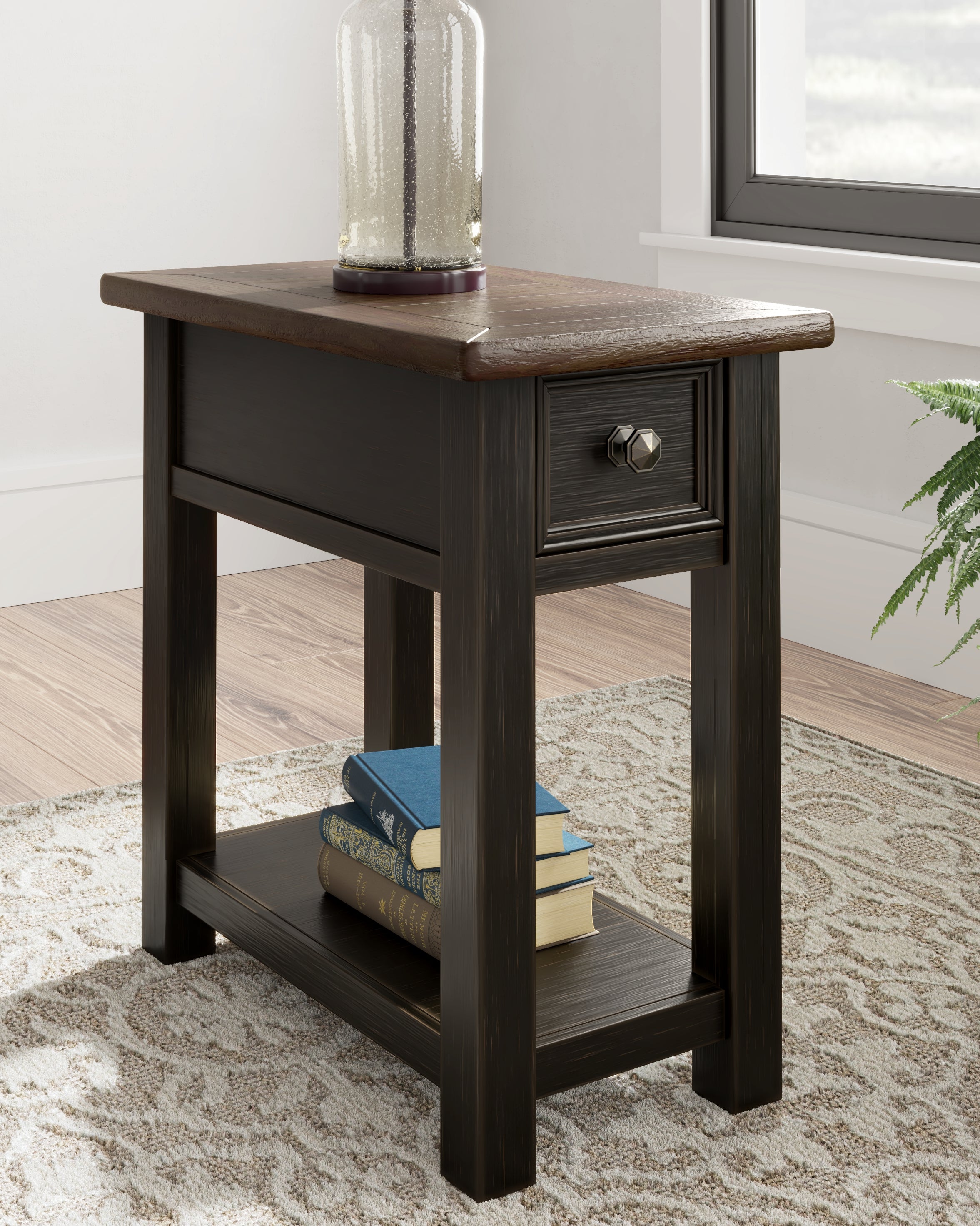 Elite Furniture Outlet - Ashley Furniture - Tyler Creek Chairside End Table - Chair Side End Table / Grayish Brown/Black - T736-107