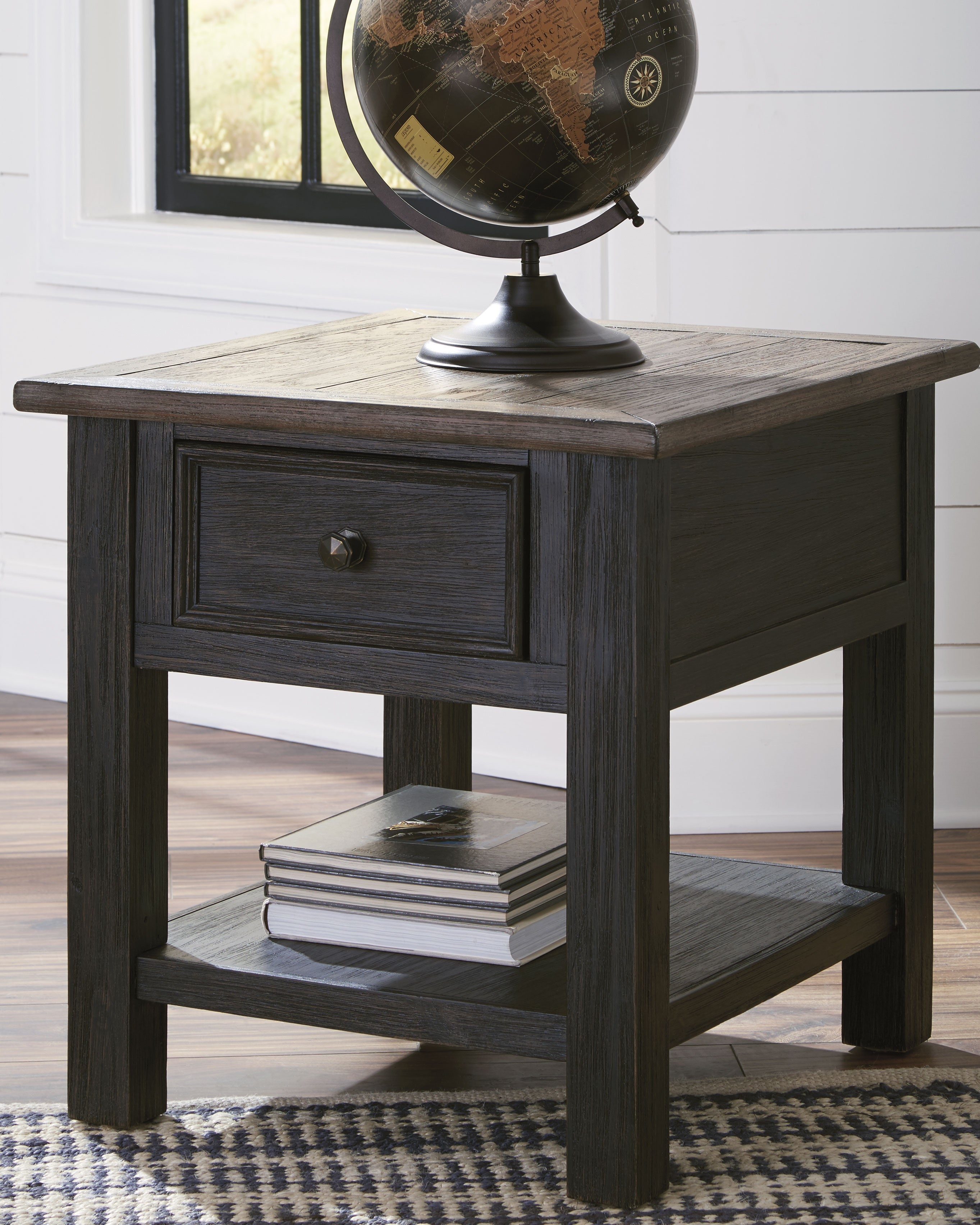 Elite Furniture Outlet - Ashley Furniture - Tyler Creek End Table - Rectangular End Table / Grayish Brown/Black - T736-3