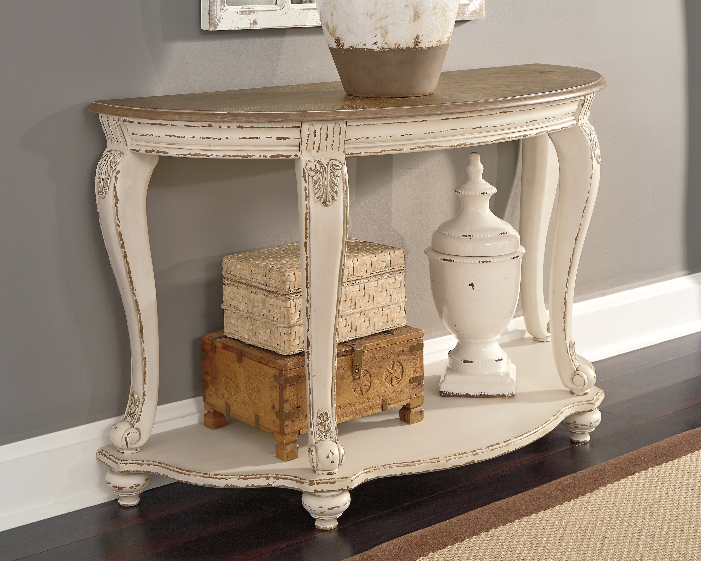 Elite Furniture Outlet - Ashley Furniture - Realyn Sofa Table - Sofa Table / White/Brown - T743-4