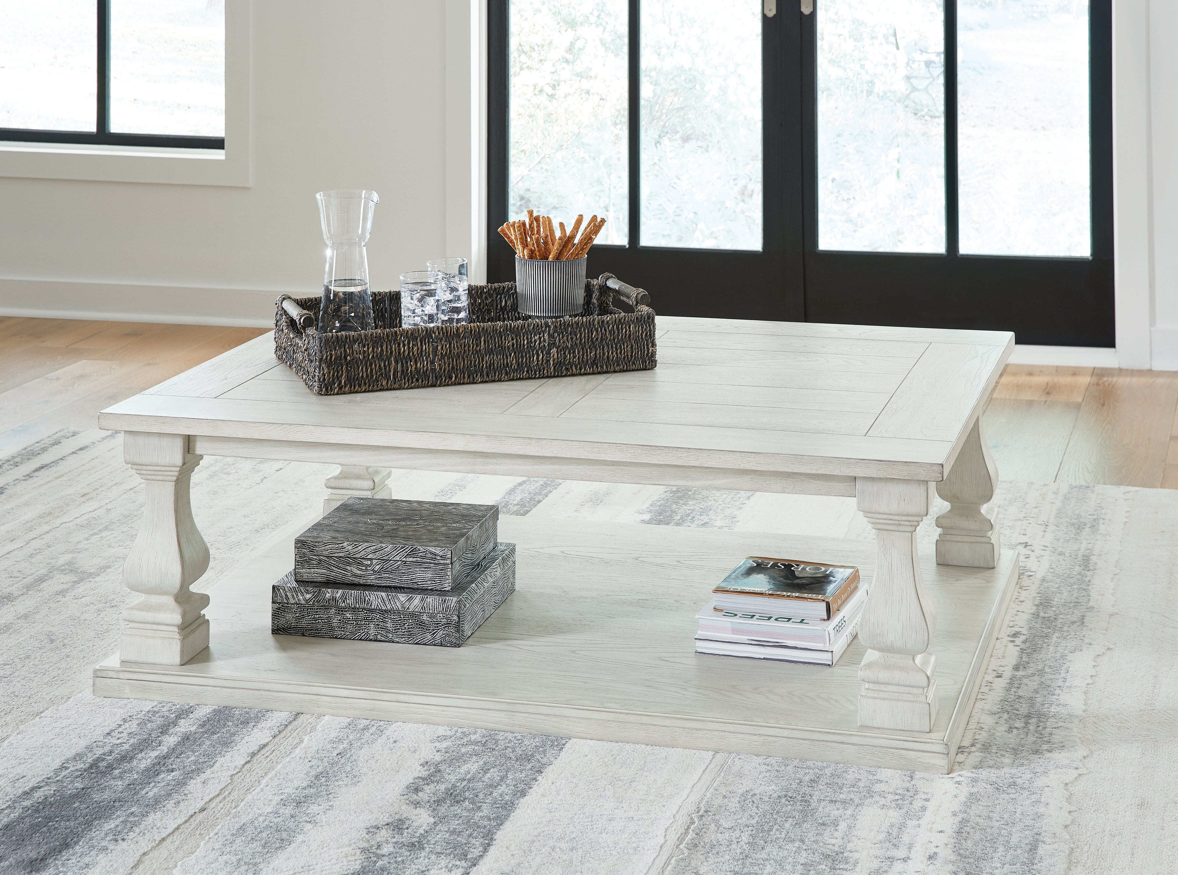 Elite Furniture Outlet - Ashley Furniture - Arlendyne Coffee Table - Rectangular Cocktail Table / Antique White - T747-1