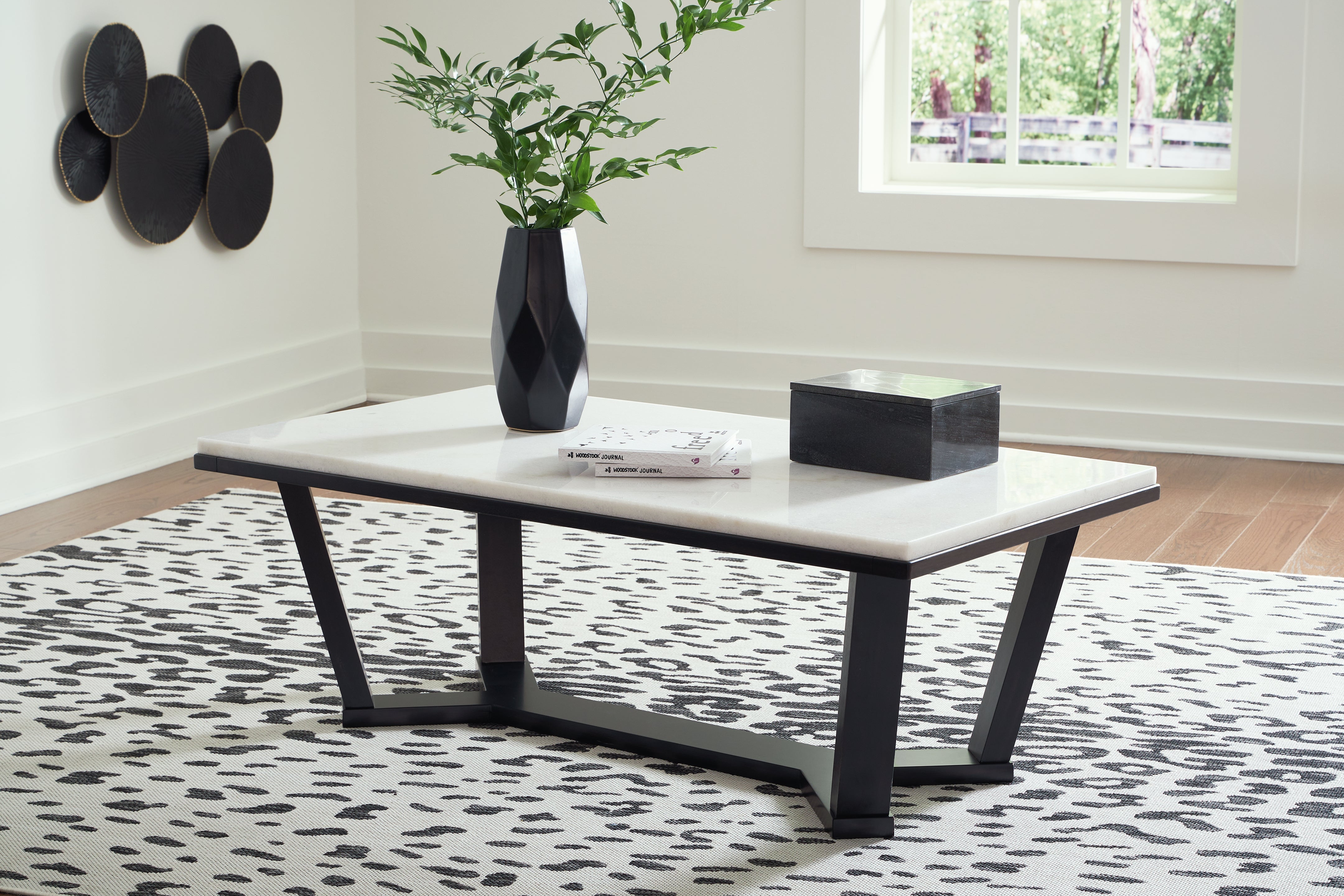 Elite Furniture Outlet - Ashley Furniture - Fostead Coffee Table - Rectangular Cocktail Table / White/Espresso - T770-1