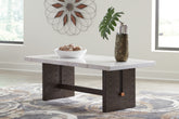 Elite Furniture Outlet - Ashley Furniture - Burkhaus Coffee Table - Rectangular Cocktail Table / White/Dark Brown - T779-1