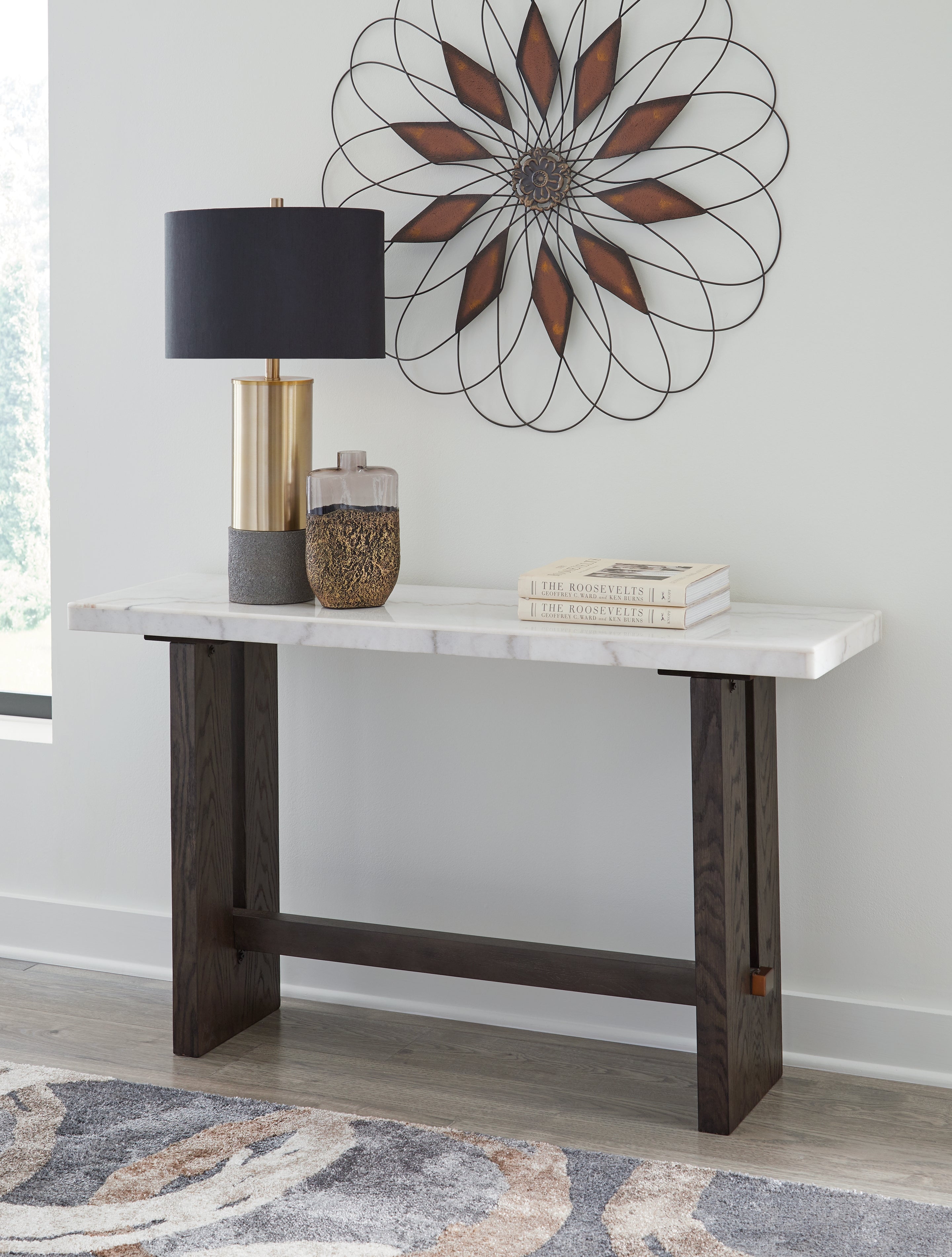Elite Furniture Outlet - Ashley Furniture - Burkhaus Sofa Table - Sofa Table / White/Dark Brown - T779-4