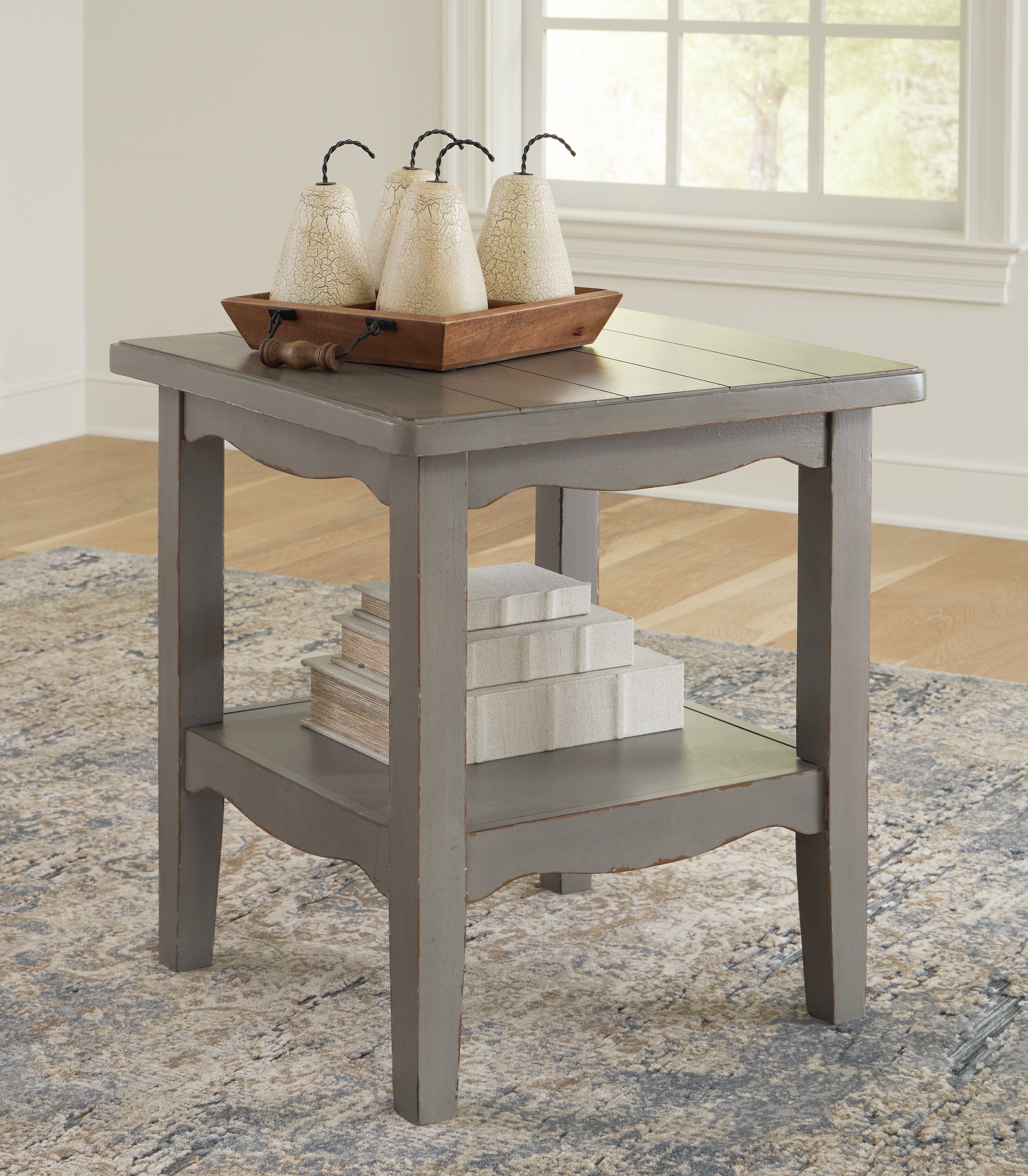 Elite Furniture Outlet - Ashley Furniture - Charina End Table - Square End Table / Antique Gray - T784-2