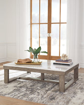 Elite Furniture Outlet - Ashley Furniture - Loyaska Coffee Table - Rectangular Cocktail Table / Brown/Ivory - T789-1