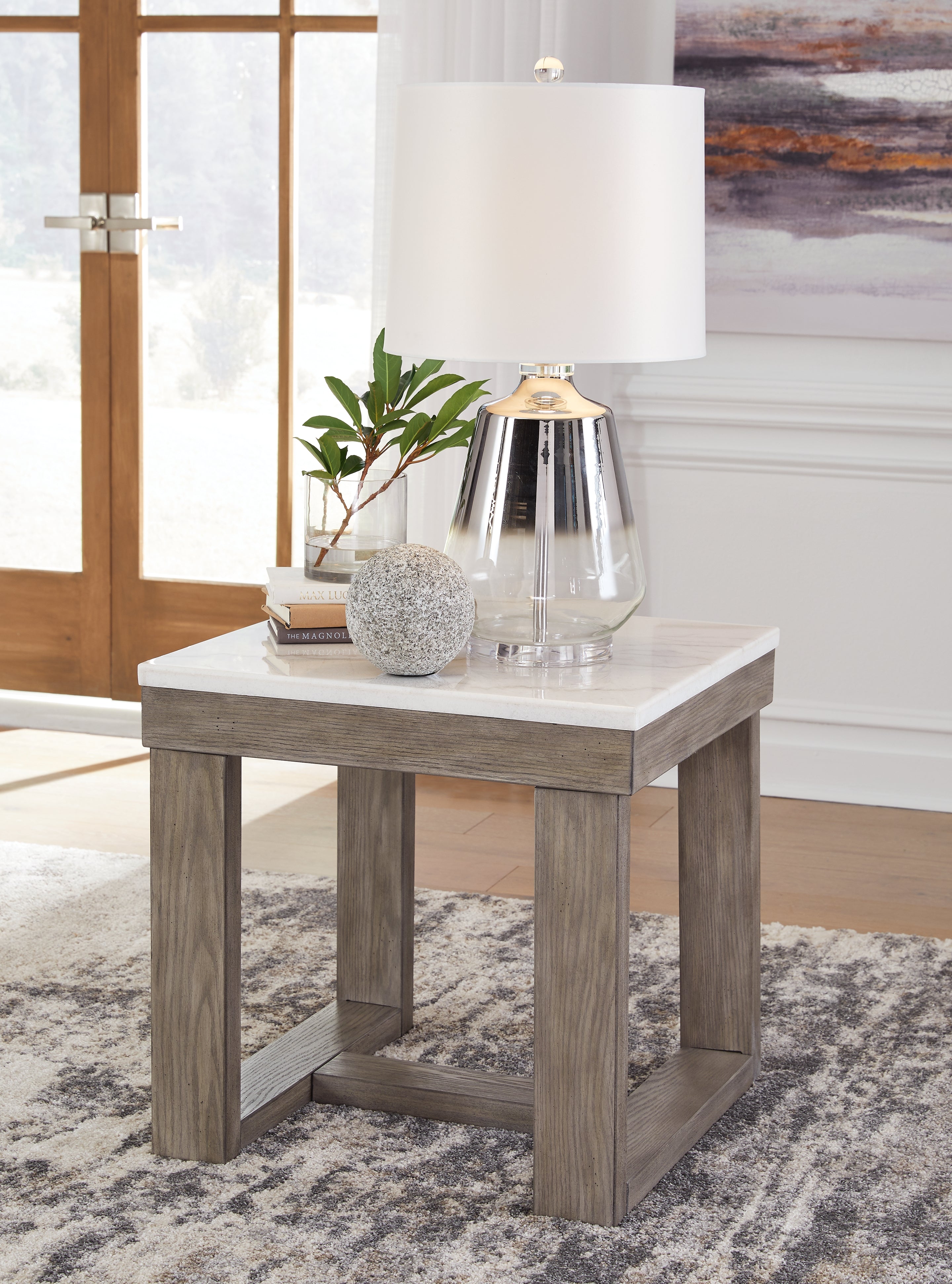 Elite Furniture Outlet - Ashley Furniture - Loyaska End Table - Rectangular End Table / Grayish Brown/White - T854-3