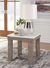 Elite Furniture Outlet - Ashley Furniture - Loyaska End Table - Rectangular End Table / Grayish Brown/White - T854-3