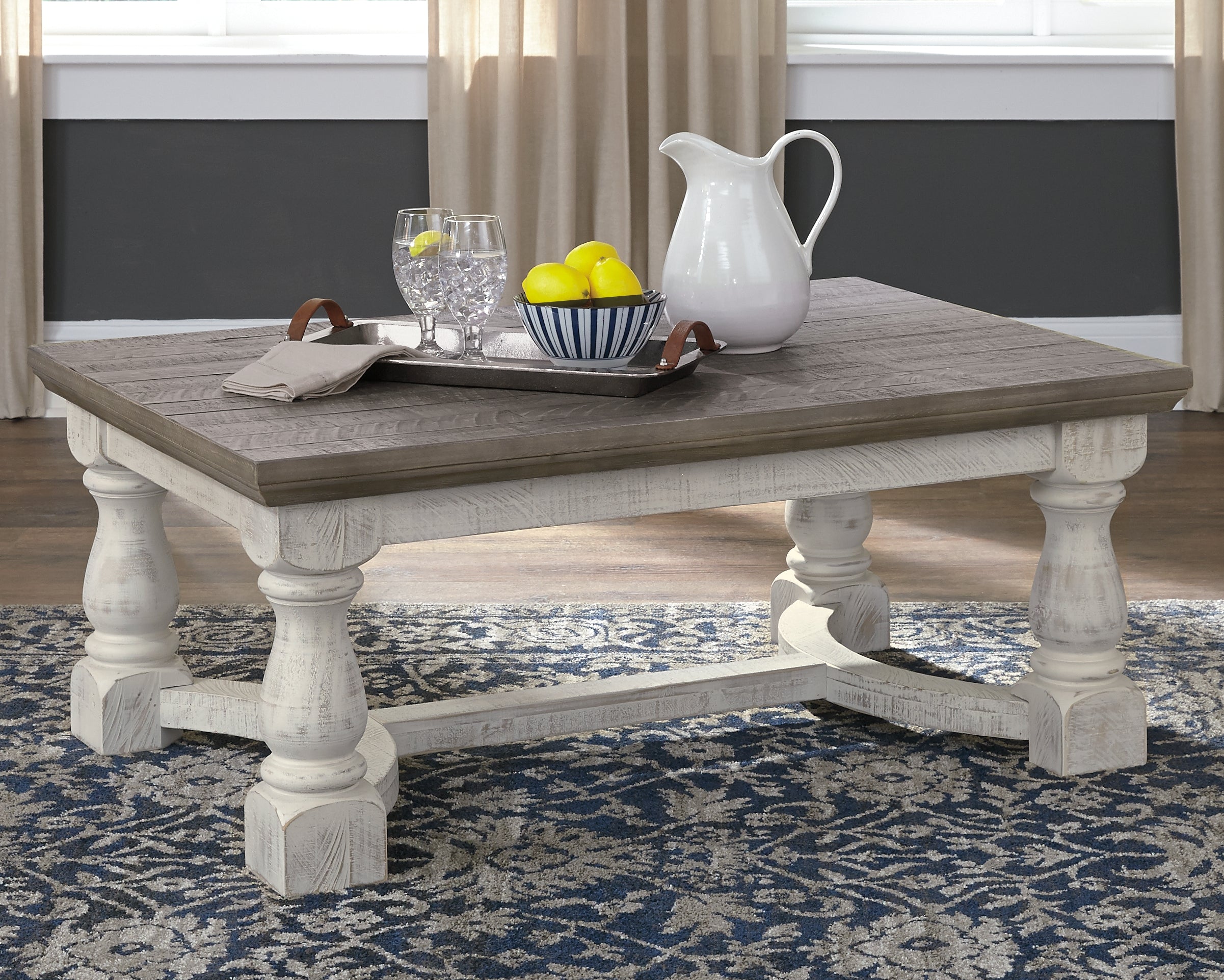 Elite Furniture Outlet - Ashley Furniture - Havalance Coffee Table - Rectangular Cocktail Table / Gray/White - T814-1