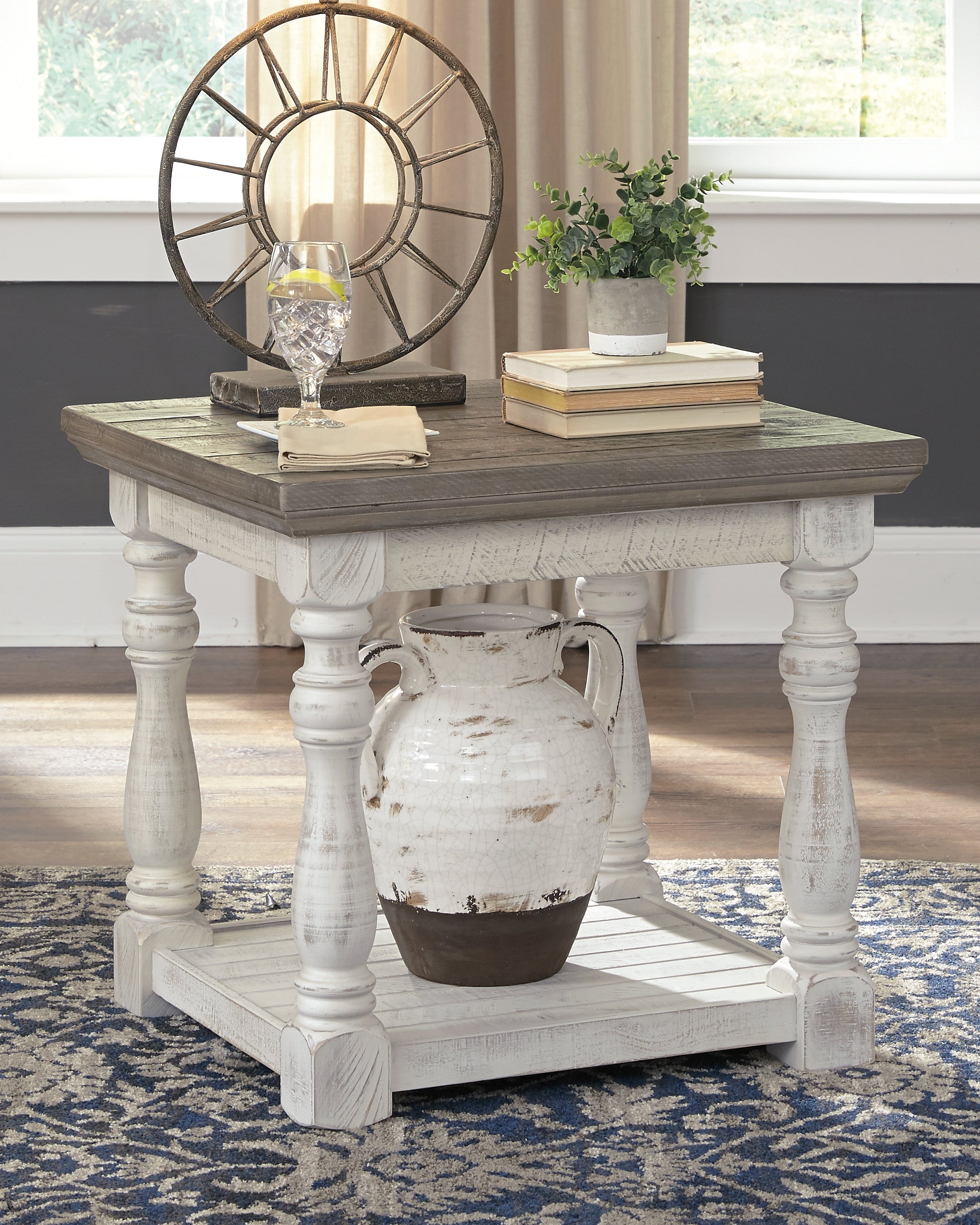 Elite Furniture Outlet - Ashley Furniture - Havalance End Table - Square End Table / White/Gray - T994-2