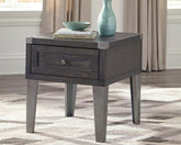 Elite Furniture Outlet - Ashley Furniture - Todoe End Table with USB Ports & Outlets - Rectangular End Table / Dark Gray - T901-3