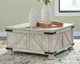 Elite Furniture Outlet - Ashley Furniture - Carynhurst Coffee Table - Cocktail Table with Storage / Whitewash - T929-20
