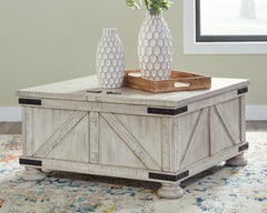 Elite Furniture Outlet - Ashley Furniture - Carynhurst Coffee Table - Cocktail Table with Storage / Whitewash - T929-20