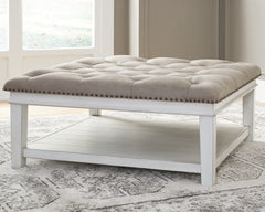 Elite Furniture Outlet - Ashley Furniture - Kanwyn Upholstered Ottoman Coffee Table - UPH Ottoman Cocktail Table / Whitewash - T937-21