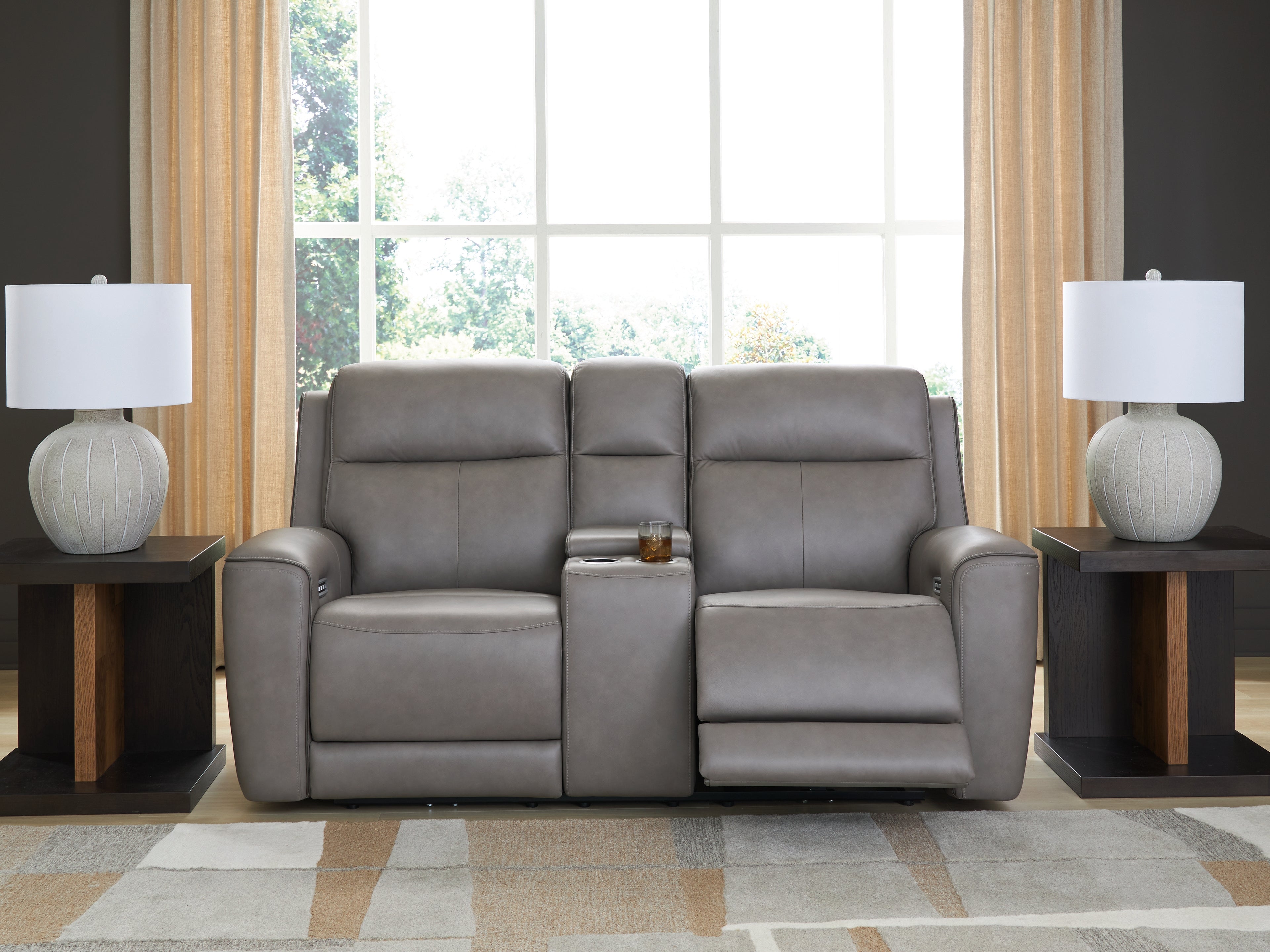 Elite Furniture Outlet - Ashley Furniture - 5Z-Comfort Living Room - PWR REC Loveseat/CON/ADJ HDRST / Onyx - PCU1090218