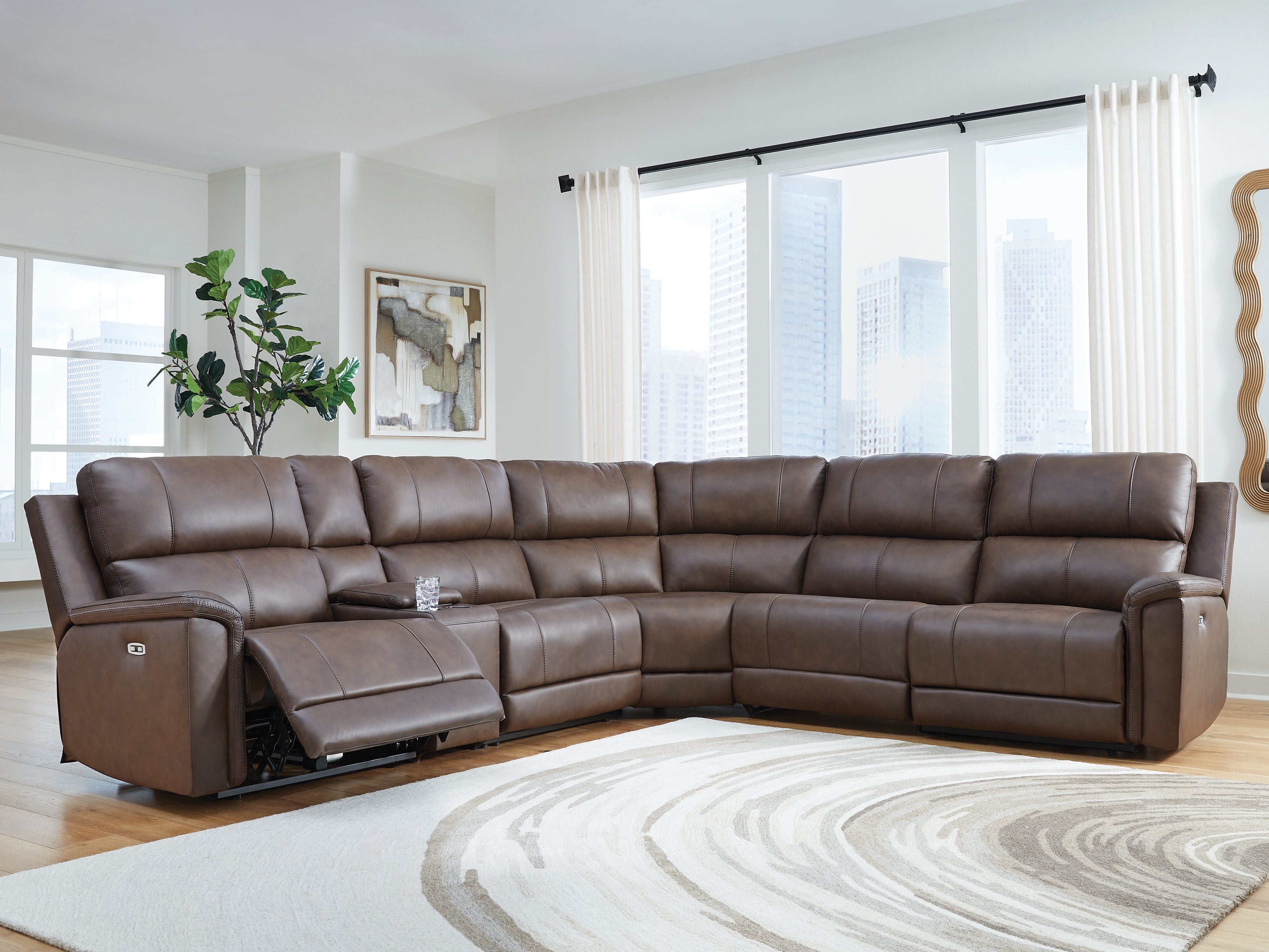 Elite Furniture Outlet - Ashley Furniture - Bleckley Sectional - 5-Piece Power Reclining Sectional / Espresso - PCU12001S4