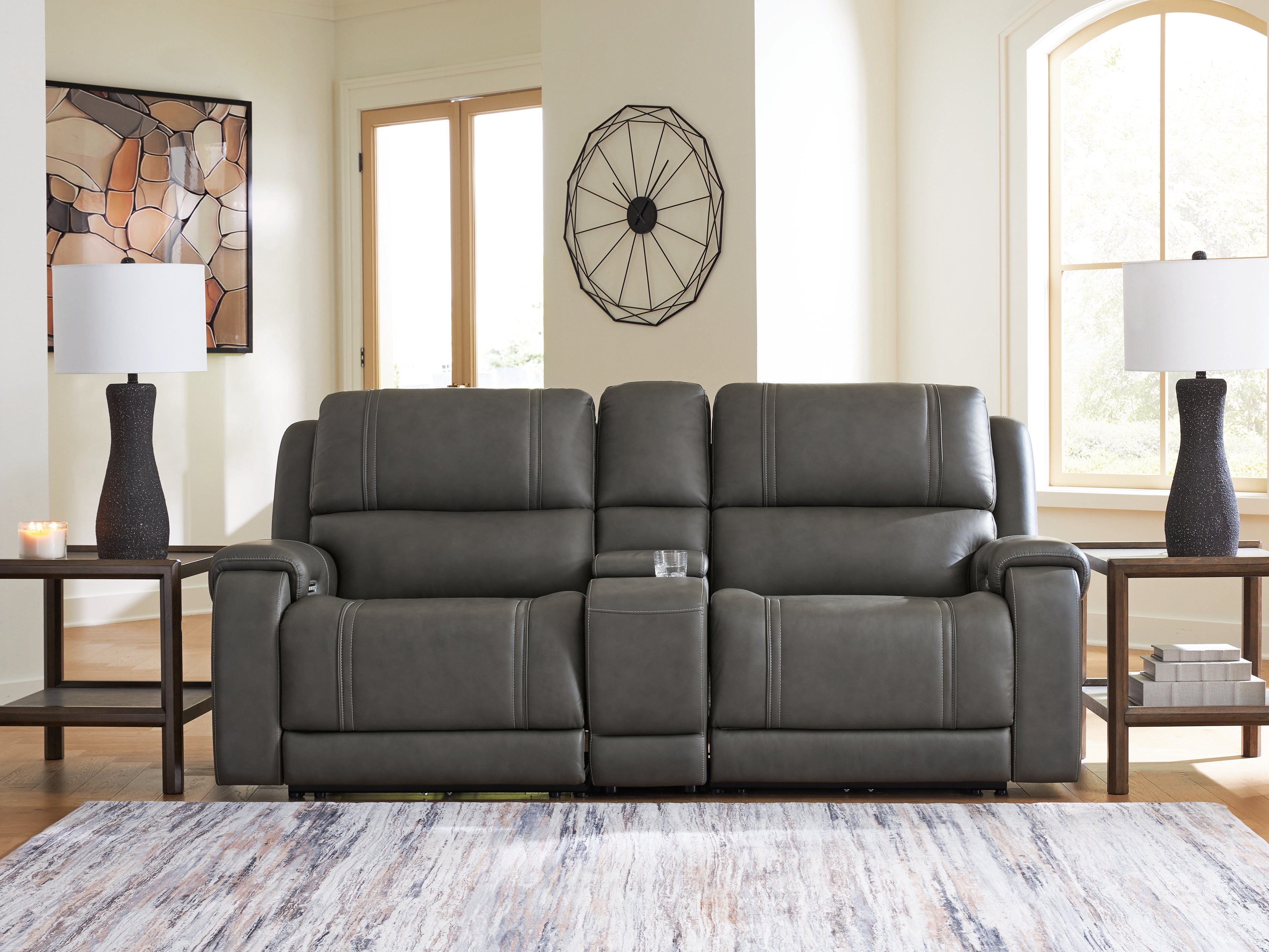 Elite Furniture Outlet - Ashley Furniture - 5Z - Pittson Sectional - 3-Piece Power Reclining Sectional Loveseat with Console - PCU12600S2