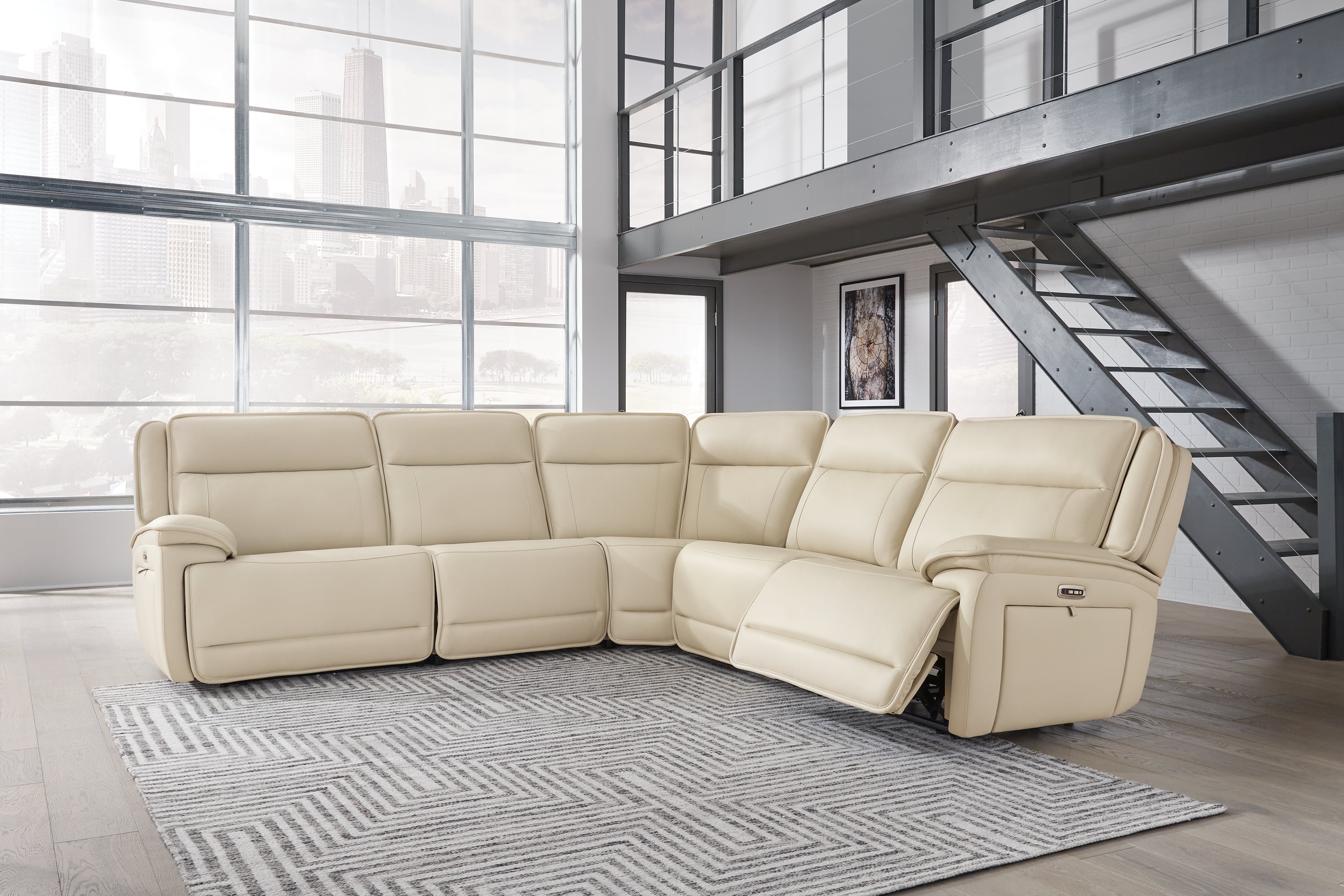 Elite Furniture Outlet - Ashley Furniture - Double Deal Sectional - 7-Piece Reclining Sectional with 2 Consoles / Almond - U13001S9