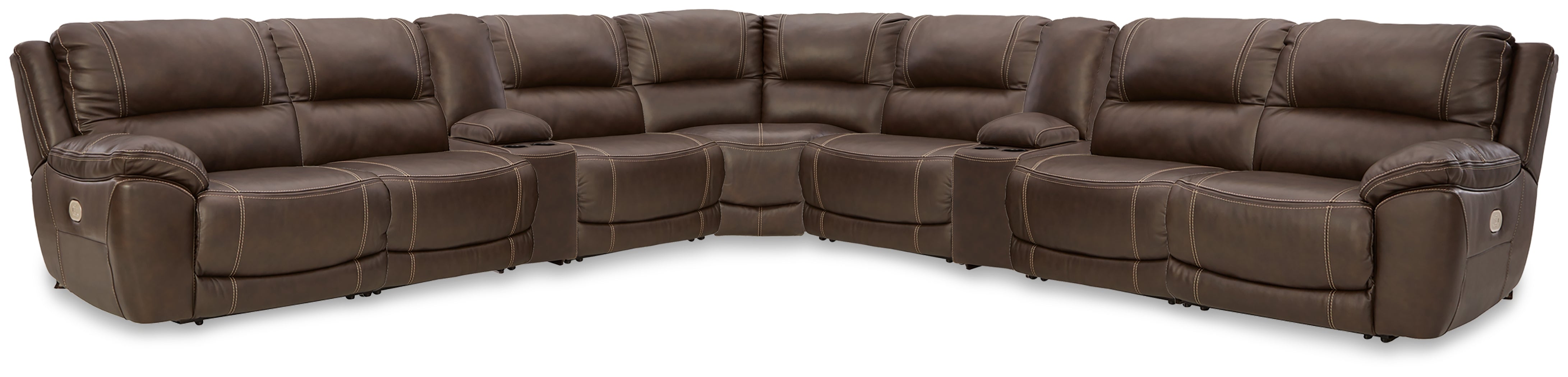 Elite Furniture Outlet - Ashley Furniture - Dunleith 9-piece Power Reclining Sectional - 9-piece Power Reclining Sectional / Chocolate - U71604S10