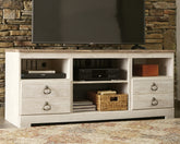 Elite Furniture Outlet - Ashley Furniture - Willowton TV Stand - 64" / Whitewash - W267-68