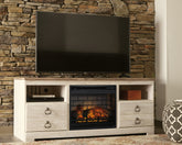 Elite Furniture Outlet - Ashley Furniture - Willowton 64" TV Stand with Electric Fireplace - 64" TV Stand with Electric Fireplace / Whitewash - W267W8