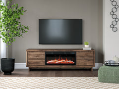 Elite Furniture Outlet - Ashley Furniture - Zadilyn 72" TV Stand with Electric Fireplace - 72" TV Stand with Electric Fireplace / Brown - W3367W1