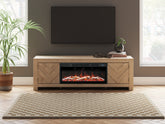 Elite Furniture Outlet - Ashley Furniture - Cayboni 71" TV Stand with Electric Fireplace - 71" TV Stand with Electric Fireplace / Tan - W3787W1