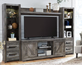 Elite Furniture Outlet - Ashley Furniture - Wynnlow Entertainment Center - 4-Piece Entertainment Center / Gray - W440W2