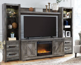 Elite Furniture Outlet - Ashley Furniture - Wynnlow 4-Piece Entertainment Center with Electric Fireplace - 4-Piece Entertainment Center with Electric Fireplace / Gray - W440W5