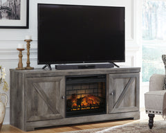 Elite Furniture Outlet - Ashley Furniture - Wynnlow 63" TV Stand with Electric Fireplace - 63" TV Stand with Electric Fireplace / Gray - W440W9