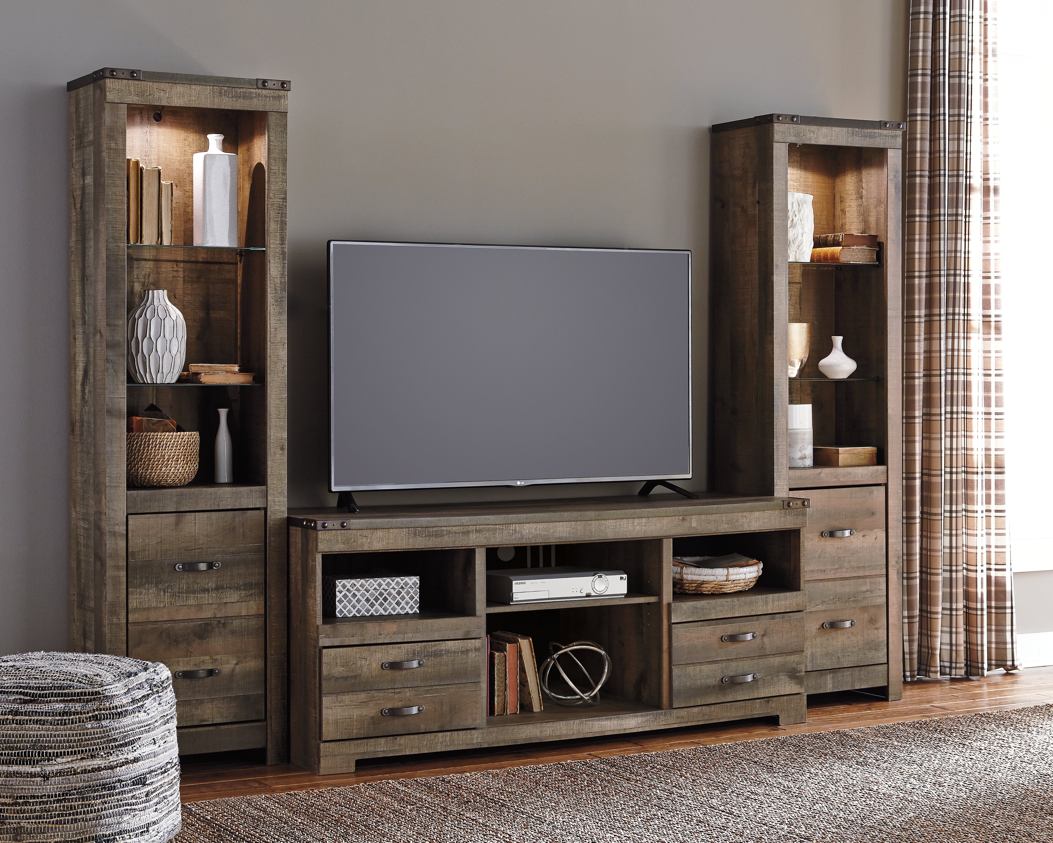 Elite Furniture Outlet - Ashley Furniture - Trinell 3-Piece Entertainment Center - 3-Piece Entertainment Center / Brown - W446W18