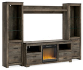 Elite Furniture Outlet - Ashley Furniture - Trinell 4-Piece Entertainment Center with Electric Fireplace - 4-Piece Entertainment Center with Electric Fireplace / Brown - W446W10
