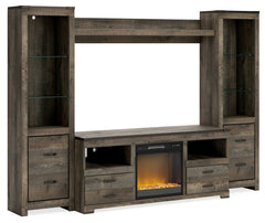 Elite Furniture Outlet - Ashley Furniture - Trinell 4-Piece Entertainment Center with Electric Fireplace - 4-Piece Entertainment Center with Electric Fireplace / Brown - W446W10