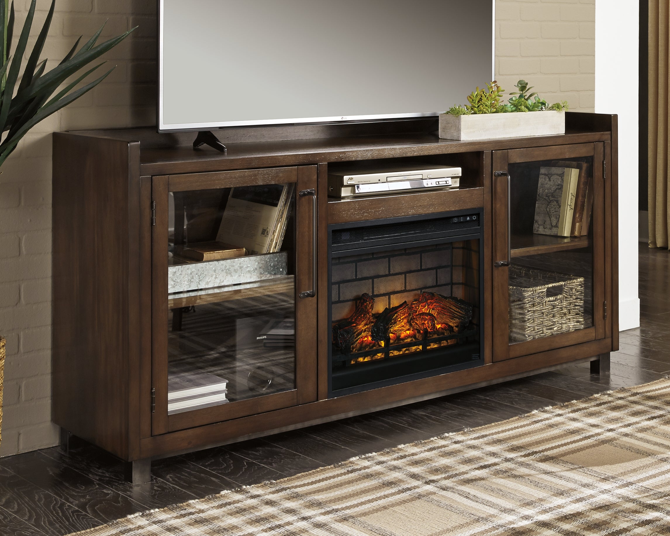 Elite Furniture Outlet - Ashley Furniture - Starmore 70" TV Stand with Electric Fireplace - 70" TV Stand with Electric Fireplace / Brown - W633W5