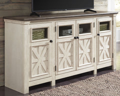 Elite Furniture Outlet - Ashley Furniture - Bolanburg 74" TV Stand - 74" / White/Weathered Gray - W647-60